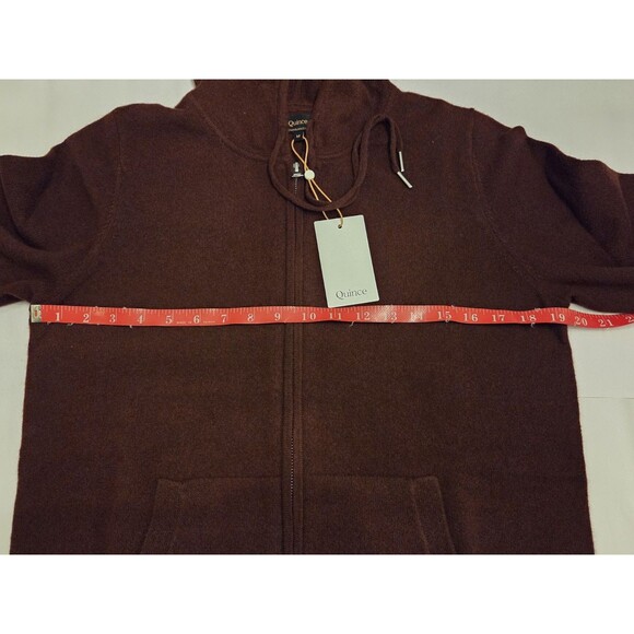 Quince 100% Mongolian Cashmere Full Zip Hoodie Sweater Medium NWT Rich Burgundy - Picture 9 of 14